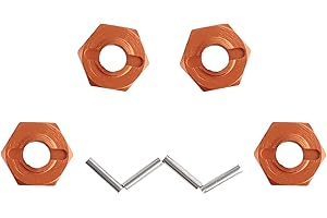 GDOOL 12mm Hex Wheel Hub Mount, Aluminum 7mm Thick with 2x10mm Stub Axle Pins for 1/10 Slash 4x4 & HQ 727 RC Cars Replacement Upgrade Parts (Orange)(Set of 4)
