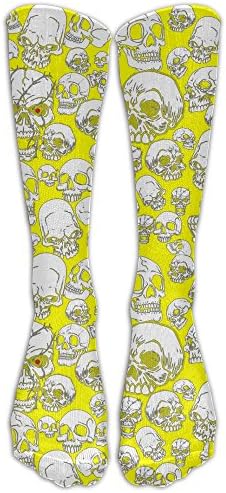 Nsjgufb Skeleton Head Skull Yellow Soft Casual Fashionable Long Knee High Socks Stockings ï¼ˆfull Printï¼‰