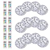 StillCool Submersible LED Lights, Waterproof Multi Color Underwater Lights Remote Battery Operated LED Decorative Lights Lighting Up Vase,Fish Tank,Wedding,Halloween,Christmas (12Pack)