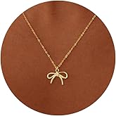 JOBICY Gold Necklace for Women Trendy, Dainty Gold Bow Necklace 14K Gold Plated Necklace Cute Bow Pendant Necklace Simple CZ Bead Bow Chain Choker Necklaces for Women Gold Jewelry Christmas Gifts