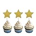36 Pieces Cake Toppers Cupcake Gold Star Topper Star Cake Decor for Birthday Wedding Ceremony
