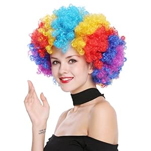 WIG ME UP ® – PW0011 Peluca Afro Gigantesca XXL Carnaval Halloween, Colores del Arco Iris, años 70 Hippie, Disco, Payaso bufón