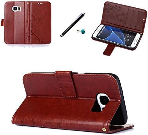 Galaxy S7 Edge Case,Akristal [Premium Flip] PU Leather Wallet Stand Protective Cover Case for Samsung Galaxy S7 Edge - Butterfly Flower