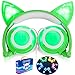 Cat Kids Headphones, Over/On Earphones with LED Glowing USB Rechargeable, Girls Boys Toddlers Wired Foldable Game Headset for Phone PC, Electronic Learning Toy School Supplies Prize
