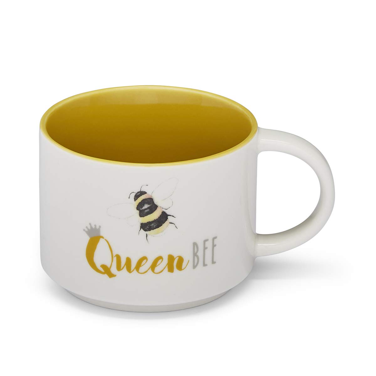 Cooksmart British Designed Stacking Coffee Mug | Ceramic Coffee Mugs for Home or Work | Large Mugs for Hot Drinks | Tea and Coffee Cups - Queen Bee