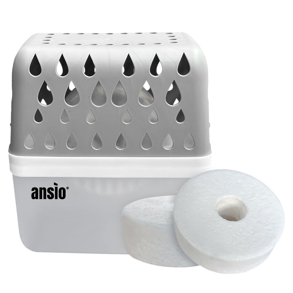 ANSIO 360º Moisture Absorber,1 Device & 2 Refill Tabs 450g – Absorbs Moisture Fast, Anti-Condensation & Mould Prevention – Refillable Condensation Absorber, Ideal for Home, Office, Garage, Bathroom