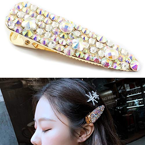 Rhinestone Hairpins Pearls Hair Clips for Women Girls Shiny Hair Barrettes Wedding Bridal Artificial Crystal Hairpins Handmade Bridesmaid Hair Accessories (3Pcs AB Crystal Hairpins) - Thumbnail 4