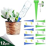 THEKBS Plant Waterer, Self Watering Devices with Slow Release Control Valve Switch, Automatic Vacation Self Plant Watering Spikes Globes, Self Irrigation Watering Drip Bulbs System (12pcs)
