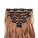 7Pcs/Set Clip in Hair Extensions 20Inch Long Wavy Heat Resistant Synthetic Hairpiece Gifts for Girl Lady Women (Light Golden Brown 30#)