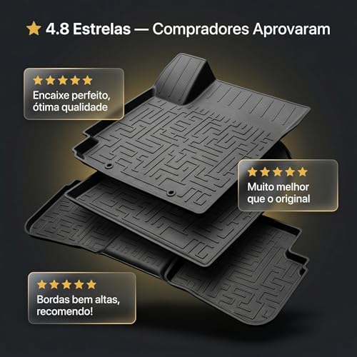 Tapete de Carro Bandeja Creta 2021 2022 2023 2024 2025 2026 Bordas Elevadas Impermeável