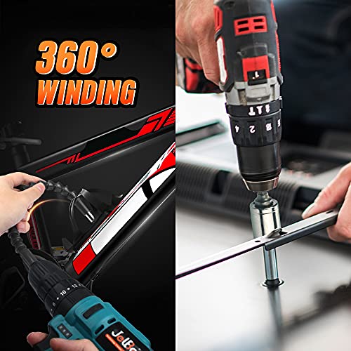 JelBo 11.8 Inch Flexible Shaft Extension Bits, Impact Driver Socket Adapter, 1/4 Hex Shank Magnetic Screwdriver Bit Holder Connect Link, Drill Socket Adapter for Power Drill.