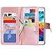 BENTOBEN Case Compatible with Samsung Galaxy S5, Glitter Sparkle Bling Faux Leather Flip Cover Credit Card Holder Cash Pocket Wristlet Protective Wallet Cases Cover for Samsung Galaxy S5, Rose Gold