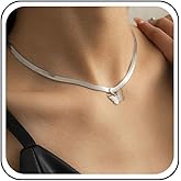 Iaceble Boho Butterfly Choker Necklace Flat Snake Chain Necklace Butterfly Pendant Necklace Gold Herringbone Necklace Jewelry for Women and Girls