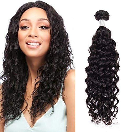 Yolami Hair Brazilian Virgin Hair Water Wave 1 Bundles Natural Wave Human Hair Extensions 100% Unprocessed 7A Grade Remy Hair Natural Black Color 12 Inch Can Be Dyed and Bleached