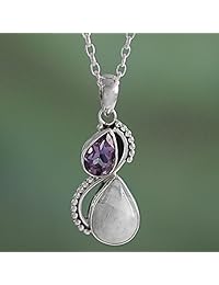 NOVICA multi-gem Collar con Colgante de plata de ley 925., 18" "Dos Teardrops