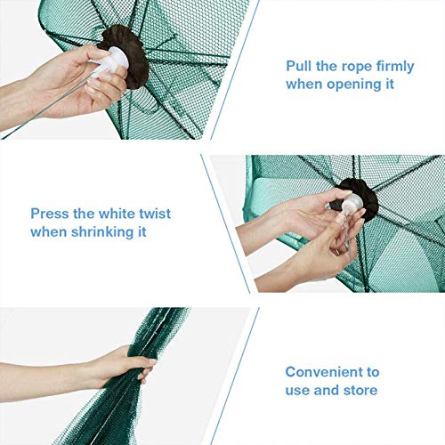 yummyfood Köderfischreuse Nylon Fischernetz Automatisch Faltbarer Fisch Reuse Für Fische, Garnelen, Krabben, 6/10/16… – Bild 7