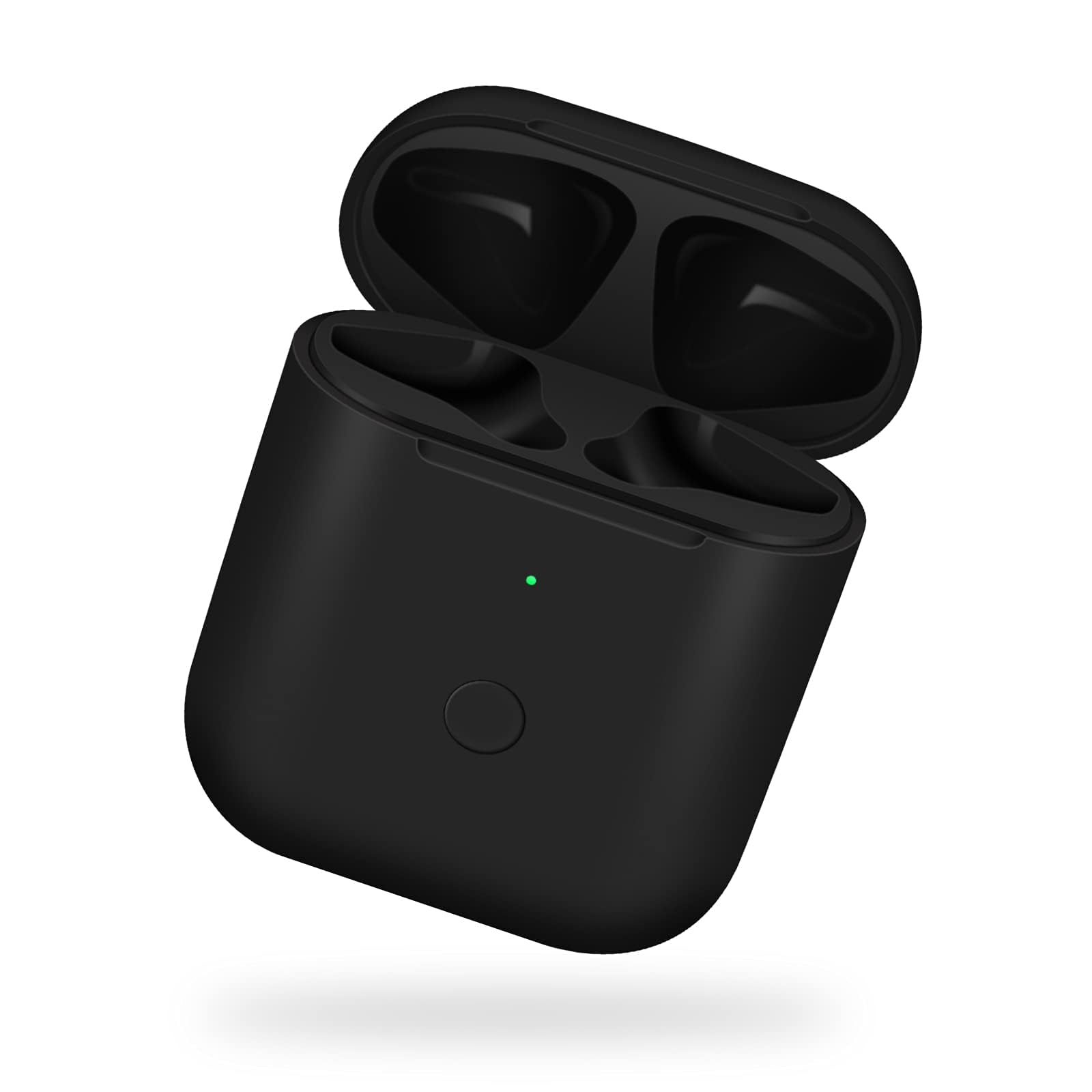 Photo 1 of Jinstyles Wireless Charging Case Replacement Compatible for AirPods 1st & 2nd Generation Charger Case with Bluetooth Sync Pairing Button (Black)
