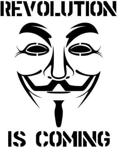 Anonymous Revolution Is Coming Black Decal Sticker Guy Fawkes Mask