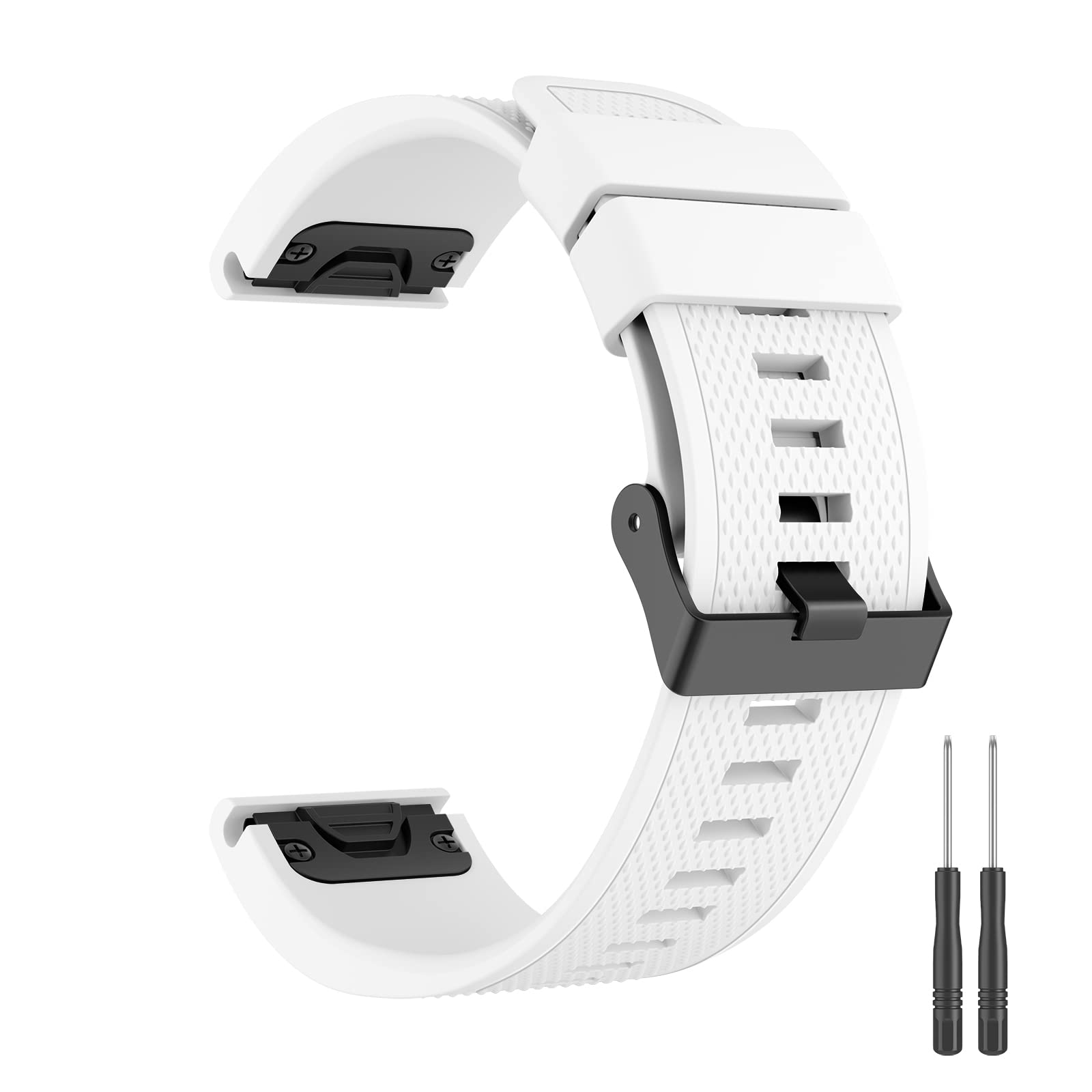 Zoye Quickfit 22mm Silicone Strap for Garmin Fenix 7/6/5 Series, Forerunner 945/935, Approach S60/S62, Quatix 5/6 (White, 22mm)