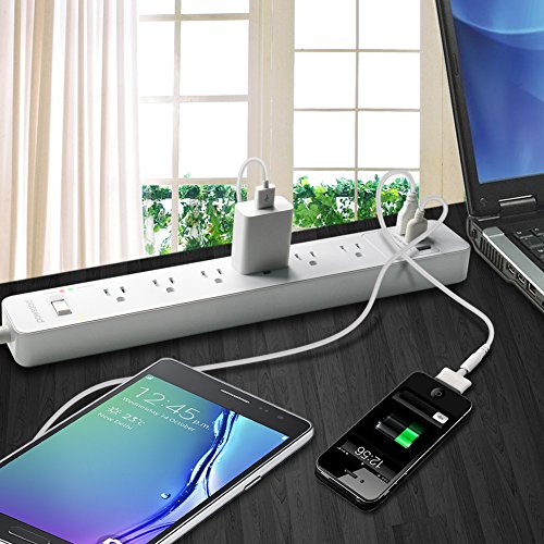 image for [Whole UL Listed] Powseed 6-Outlet 3 USB Surge Protector Power Strip S
