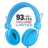 Kids Headphones,AILIHEN HD850 Volume Limiting On Ear Headset with SharePort and Microphone, Children Headphones for Kids, Computer Tablets Laptops Android IOS Smartphones Cellphones (Sky Blue)