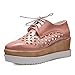 Carol Shoes Fashion Women's Pierced Lace-up Shiny Hollow Wedge Mid Heel Oxfords Shoes