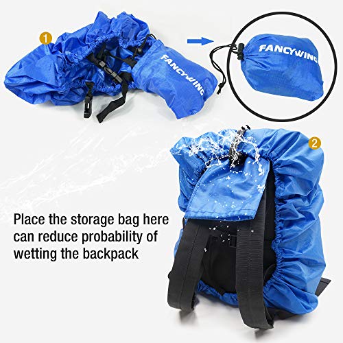 FANCYWING Waterproof Backpack Rain Cover with Reflective Strap, Upgraded 10-90L Non-Slip Rainproof Backpack Cover for Hiking, Camping, Hunting, Rain Cycling, Blue, Small - Thumbnail 5