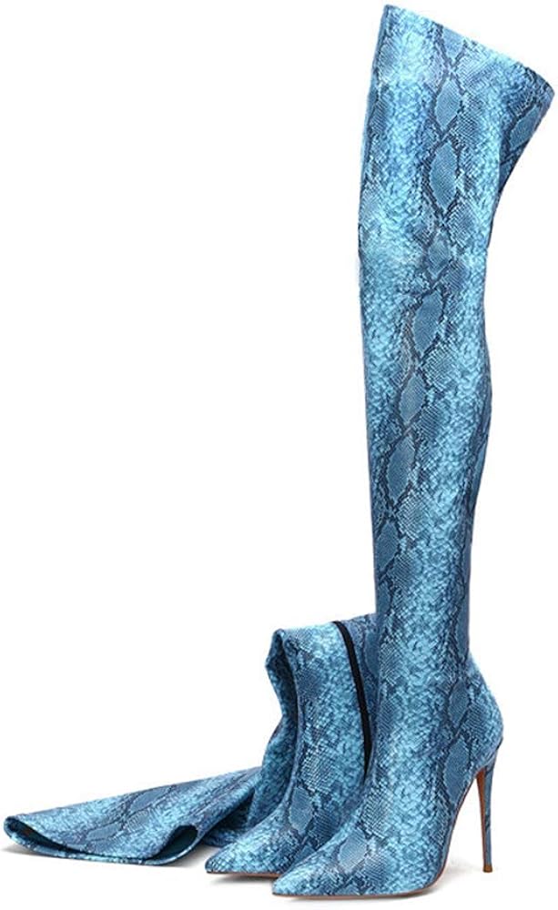 aqua snakeskin boots