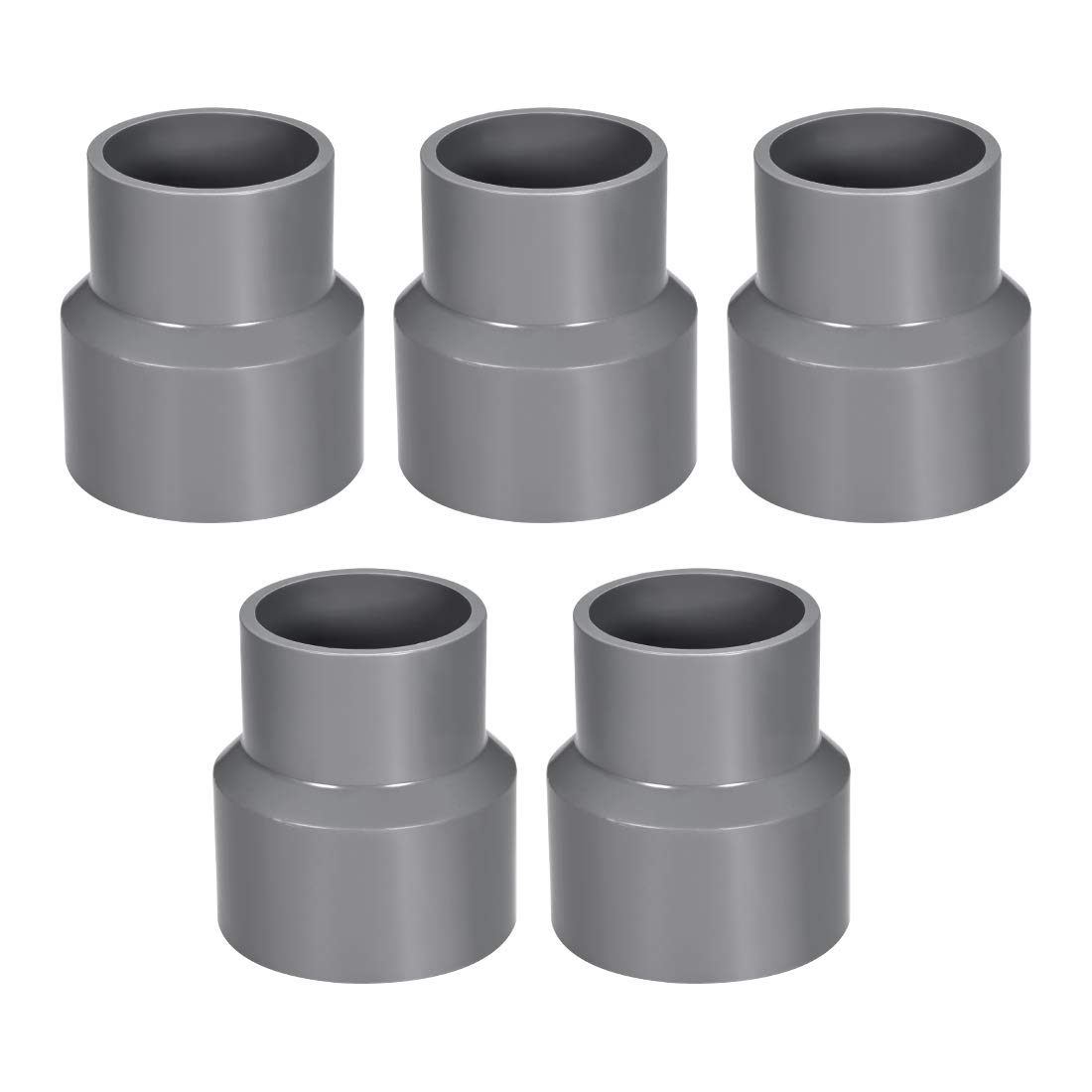 sourcing map PVC DWV Reducing Coupling Schedule 40 Gray 50mm x 63mm Socket 5pcs