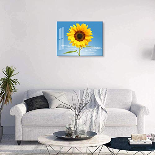 Sunflower Decor for Bedroom Wall Decoration 12x16inch with Frame Sunflowers Canvas Wall Art for Bathroom Decor Blue Sky Wall Picture for Living Room Yellow Flower Kitchen Decor
