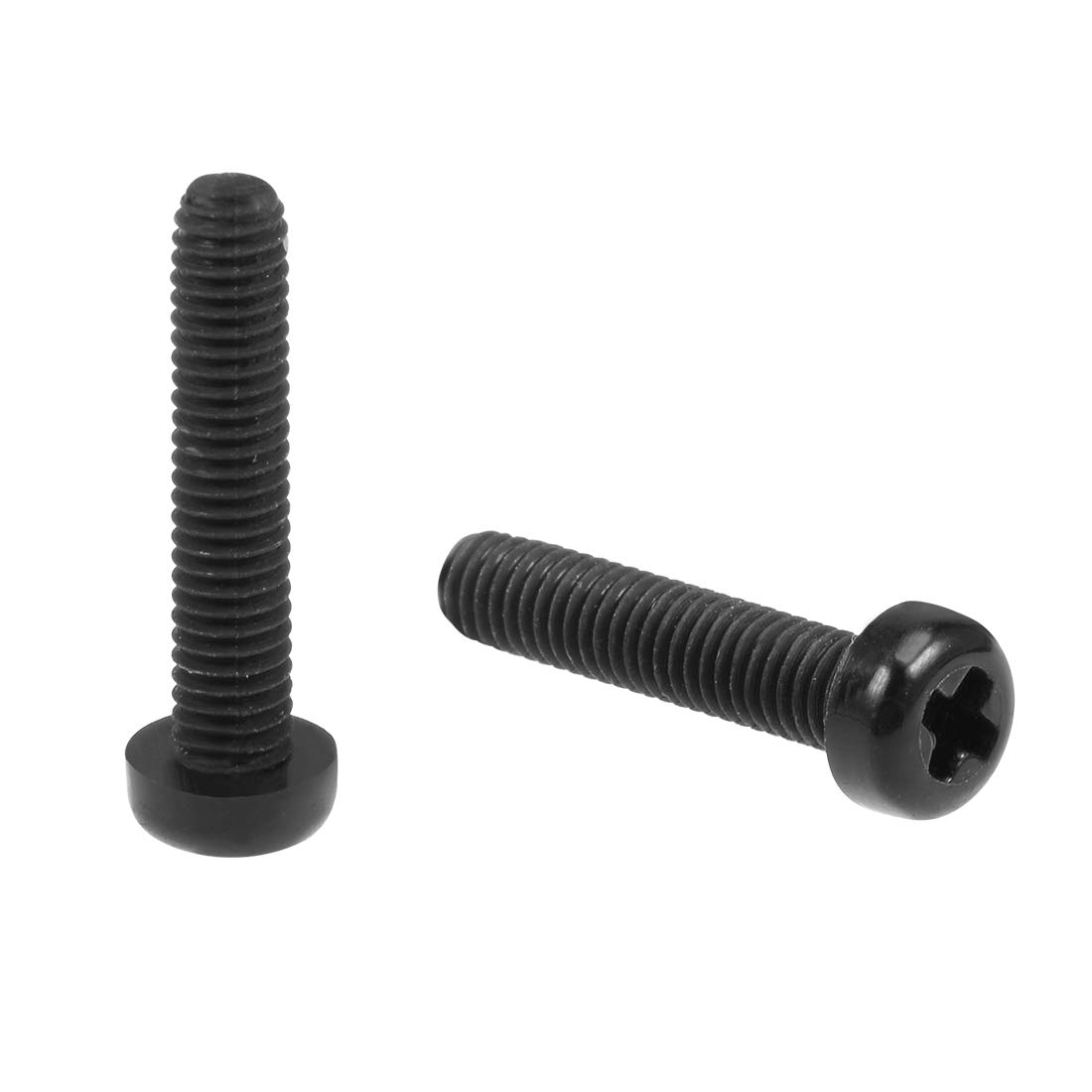 sourcing map M4x20mm Threaded Nylon Phillips Cross Pan Head Machine Screws Bolts Black 50Pcs