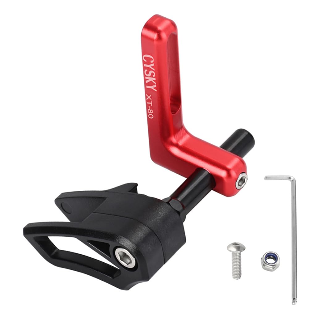 CYSKY Road Bike Chain Guide, Gravel Bicycle Chain Protector for Single Chainring, Mount Front Derailleur Frame (Aluminum Alloy 7075) (Red)