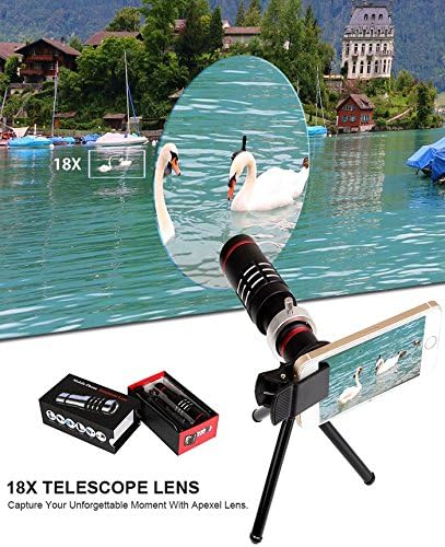 Cell Phone Camera Lens Kit, 18X Optical Zoom Universal High Definition HD Focus Telescope Mobile Phone Lens with Universal Clip for iPhone, Samsung Galaxy, HTC, Sony, LG &amp; Smartphones