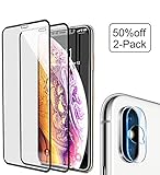Screen Protector iPhone Xs Max 6.5-Inch [Full Coverage Tempered Glass + Camera Lens Protector][9 Hardness] Bubble Free,Anti-Scratch Screen Protector Compatible iPhone Xs Max [2-Pack] SC-002