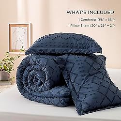 Bedsure Twin/Twin XL Comforter Set - Navy Blue Boho