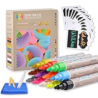 Liquid Chalk Markers, 12 Pack Erasable Neon Chalkboard Pens Erasable Pens for Bistro Boards,Blackboard, Glass,Cleaning Cloth, 24 Chalkboard Labels, Reversible Bullet and Chisel Tip by Wiilkac