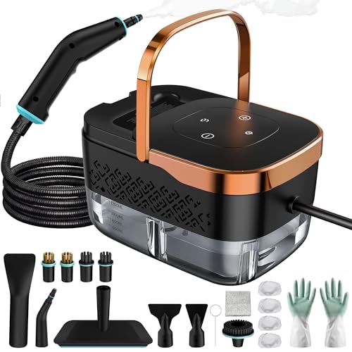 Steam Cleaner, Portable Handheld Steamer for Cleaning with 17pcs Accessories, 6-Level Adjustable & 15s Heat-Up, High Pressure Steam Cleaner for Kitchen, Floor, Tile, Dirt, Grout, Grease, Car Detailing