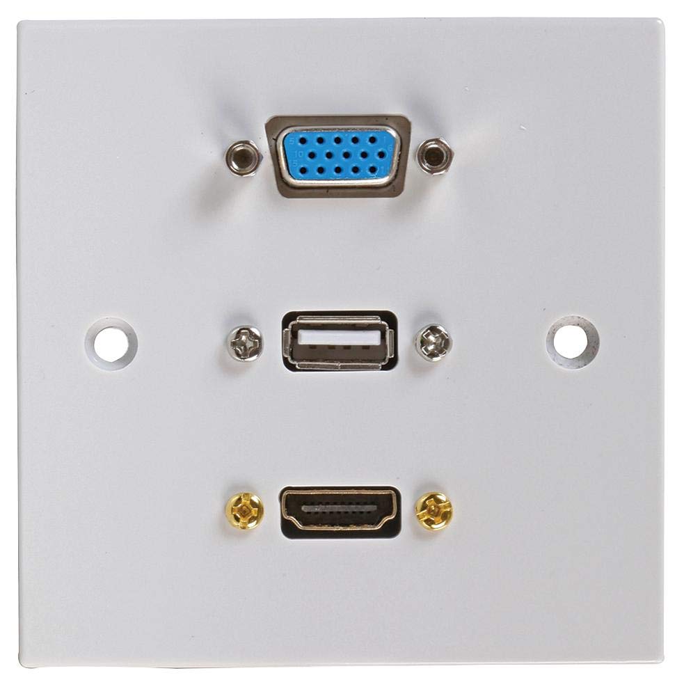PRO SIGNAL PELR0110 1 Gang Multimedia Wallplate with HDMI, VGA and USB A Ports