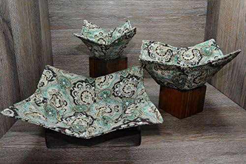 Microwave Bowl Cozies // Set of 3 // 1 Small Bowl Cozy // 1 Medium Bowl Cozy // 1 Dinner Plate Cozy // Golden Tranquility