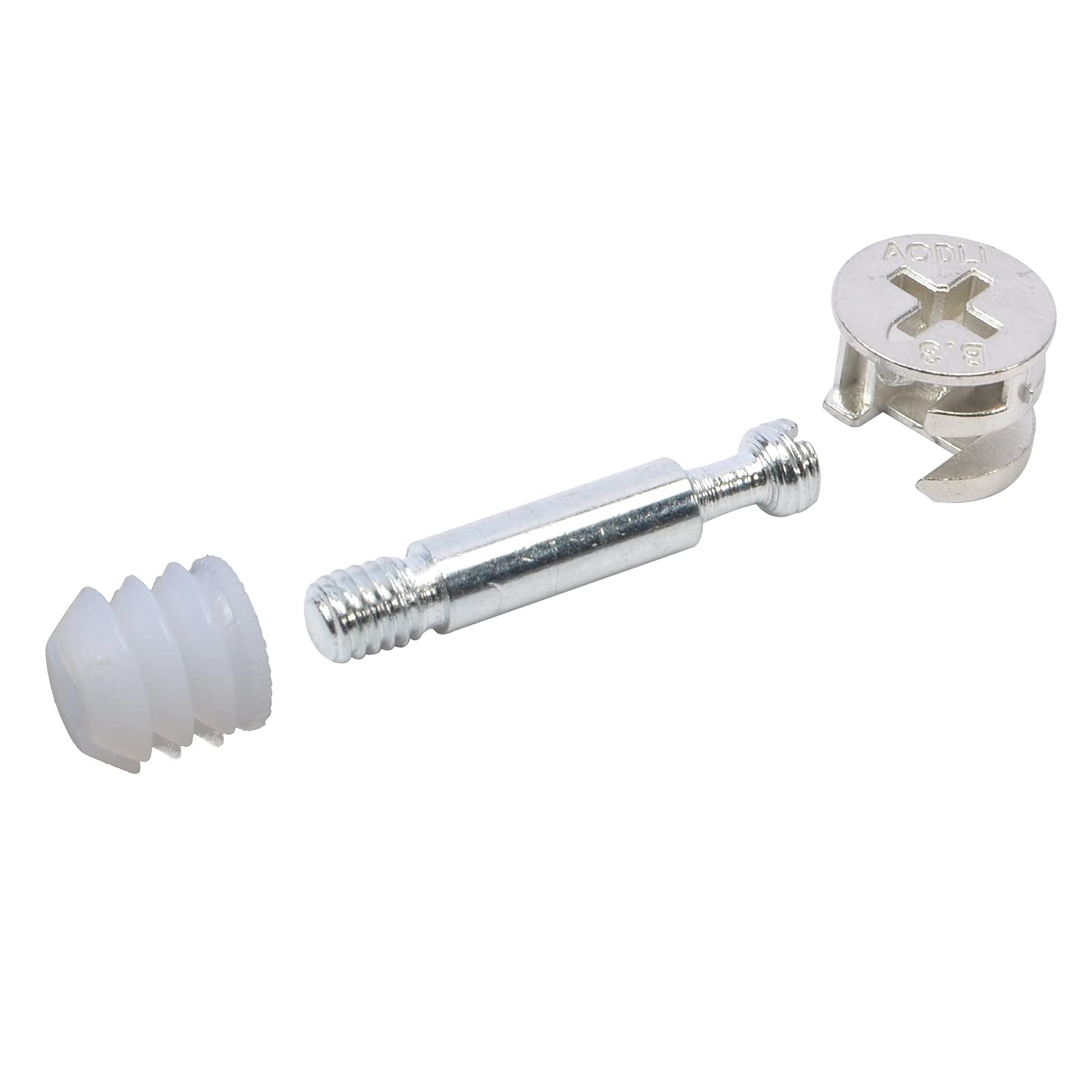 Cam Bolt Nut and Dowel, 20 Sets Flat Pack Furniture Connector Fixing Screw, Locking Fittings 35mm Connecting Rod Bolts and Plastic Nuts for Cabinet Wardrobe Drawer