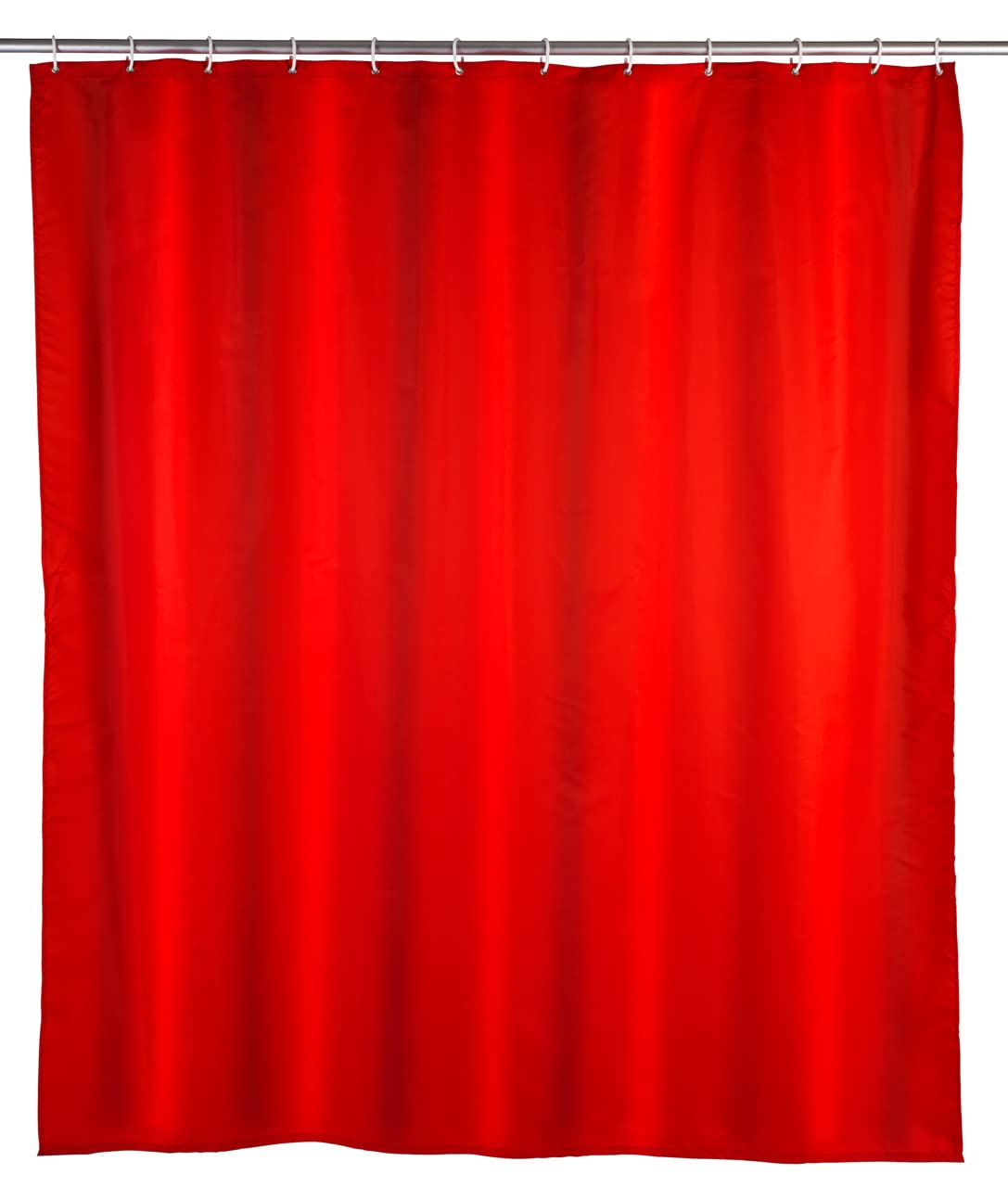 Wenko 20037100 Antimould Shower Curtain singlecolour Red Antibacterial, Washable, Plastic Polyester, Red