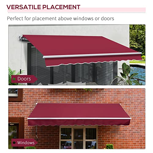 Outsunny 12' x 8' Retractable Awning Patio Awnings Sun Shade Shelter