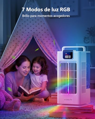 Aiorber Portable Air Cooler: 2L Tank, 120° Oscillation, 4 Speed, LED, Timer and Remote Control, Cooling Fan for Home and Office