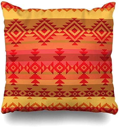 Mesllings Throw Pillow Covers Striped Red Pattern American Indian Abstract Native Hot Aztec Mexico Mexican Tribal Peru Home Decor Cushion Cover Pillowcase,45X45Cm