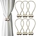 Topspeeder 6 Pack Magnetic Curtain Tiebacks,The Most Convenient Woven Texture Drape Tie Backs,Decorative Weave Rope Holdback Holder for Window Sheer Blackout Drapries Office,16 Inch(Beige)