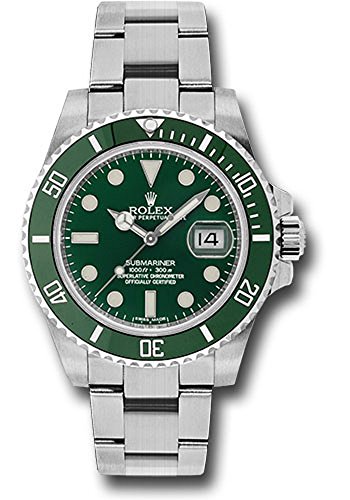 Rolex Oyster Perpetual 40MM Stainless Steel Submariner Date Rotatable Green Cerachrom Bezel And a Green Index Dial.