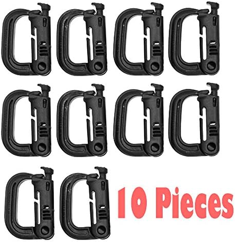BCP Pack of 6pcs Grimloc Locking D-Ring for MOLLE Systems and Equipment (Black 10 pcs)