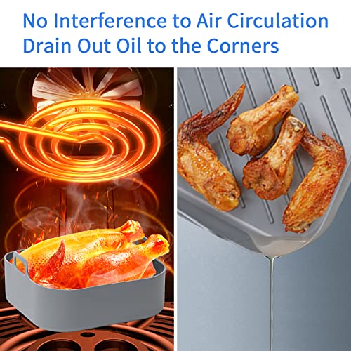 Air Fryer Silicone Liners, 6.5 QT Food Safe Square Air Fryer Basket pot, Replacement for Parchment Paper Liners, Heat Resistant Non-stick Kitchen Silicone Bowl/Tray with Heat-proof Gloves & Timer