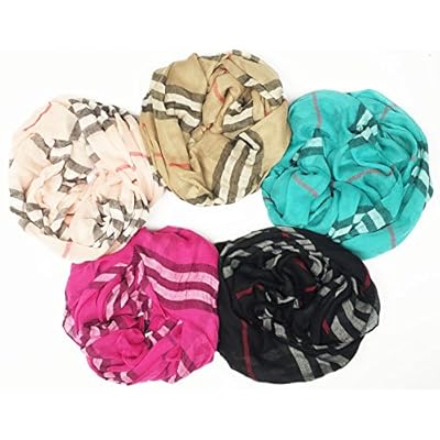 Women's Shawl Wrap Warm Scarf - Cozy Oblong/Plaid Blanket/Stripe Light Circle Infinity