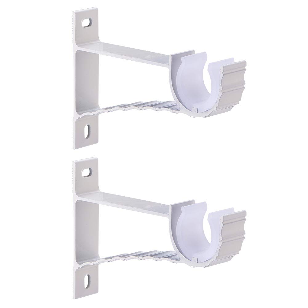 INCREWAY 2 Set Curtain Rod Brackets,Aluminum Alloy Rod Bracket for Walls, Curtain Rod Holder,White